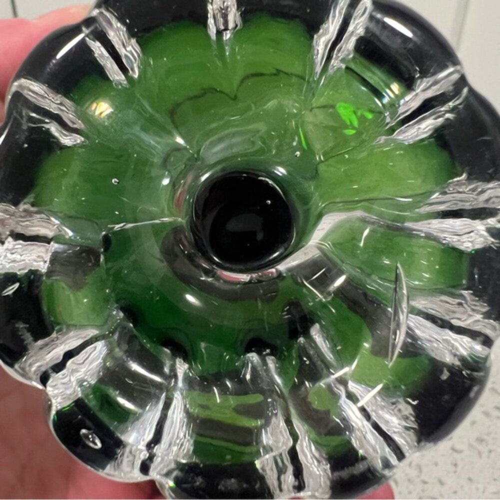 1960s ASEDA SWEDEN Green Glass Sherbet Dessert Footed Dish Mid Century Crystal - Picture 4 of 8